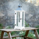 Bdor 2 Pack 26in Farmhouse White Waterproof Wood Metal Decorative Lanterns with Remote Control, Timer, Tempered Glass, Flameless Pillar Candles, Decorative Lanterns for Front Porch, Wedding by CozyNest Decor