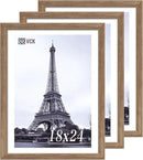 VCK 18x24 Poster Frame 3 Pack, Brown Walnut Wood Picture Frame, Exclusive Wood Grain, Wall Mounting Hanging by CozyNest Decor
