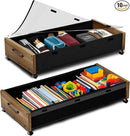 Wooden Under Bed Storage with Wheels, 80L Extra-large Rolling Under the Bed Storage Bins 2 Pack with Removable Lid, Upgrade Metal Under Bed Drawers for Clothes Shoes Blankets in Bedroom by CozyNest Decor