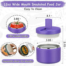 12oz Insulated Vacuum Food Jar with Buckle Lid Wide Mouth Soup Thermo for Hot Food Kids Leakproof Stainless Steel Lunch Container (Purple, 12OZ) by TinyTreasures Baby Boutique