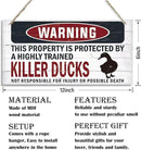Warning Sign, Killer Ducks Warning Wood Plaque Sign, Funny Door Signs, Decorative Wood Hanging Suspension Plaque, Farmhouse Wooden Wall Decor, Outdoor Hanging Wooden Signs by CozyNest Decor