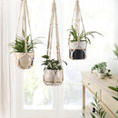 3-Pack Macrame Plant Hanger Indoor - Hanging Planter Basket for Indoor Outdoor - Decorative Boho Plant Holders Set with Beads - Ceiling Flower Pot Holder with 6 Hooks - 35"/30"/24" White by GreenHaven Gardens