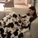 Cow Print Faux Fur Throw Blanket for Couch, Soft & Plush Fuzzy Blanket for Sofa, Bedroom, Living Room, Super Soft Warm for Adults Kids Girl Gifts Bedroom Couch Sofa Travel,50x60 Inches Black Brown by CozyNest Decor