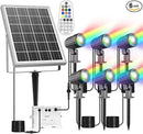 CLY Solar 6 in 1 RGB Spotlights Outdoor Garden, 10 Colors 12 Modes Solar Garden Floodlight Landscape Spotlights IP66 Waterproof 59.06ft Cable Spike Light for Lawn, Patio, Balcony by GreenHaven Gardens