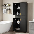 Cozy Castle Pantry Cabinet, 71" Tall Kitchen Storage Cabinet with Doors and Shelves, Freestanding Wood Cupboard Utility Hutch with Drawer for Dining Room Living Room Bathroom Furniture, Black by CozyNest Decor