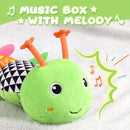 Baby Toys 0 to 12 Months, Musical Stuffed Animal Activity Soft Toys with Multi-Sensory Crinkle, Rattle and Textures, Infant Tummy Time Toys for Newborn Boys Girls, Caterpillar, Green by TinyTreasures Baby Boutique