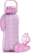 AQUAFIT 64 oz Water Bottle with Time Marker - 2in1 Straw & Chug Lid - BPA Free Big Water Bottle with Straw - Gym Water Bottle with Strap - Water Jug (64 Ounces, Purple Haze) by CozyNest Decor