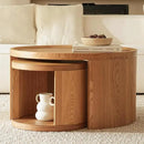 Round Nesting Coffee Table Set of 2,31.5" Large & 18" Small Low Tables with Wood Look Top,Space-Saving Side Tables for Living Room,Bedroom,Office,Minimalist Center Table Set (Brown, L+S) by CozyNest Decor