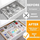 SpaceAid 14-Piece Bamboo Drawer Organizer Storage Boxes Set, Wood Tray Junk Drawer Organizers Multi-Use Divider Bins for Kitchen, Bathroom, Office Desk and Makeup Organization (14 Pack, White) by CozyNest Decor