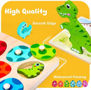 Toddler Dinosaur Puzzle with Eggs - Montessori Wooden Puzzles for 1-4 Year Olds by TinyTreasures Baby Boutique
