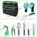 Garden Tool Set with Bag and Gloves, Heavy Duty Stainless Steel Gardening Tool Set, Ideal Gardening for Women and Men, Set of 9 by GreenHaven Gardens