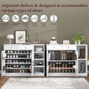 Loomie 5-Tier Shoe Cabinet with 4 Side Cubbies, Farmhouse Shoe Rack Cabinet with 6 Adjustable Shelves & 2 Drawers, Freestanding Shoe Storage Cabinet with 4 Brackets & 2 Hooks for Entryway (White) by CozyNest Decor