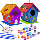 hapray 2 Pack Bird House Kit, DIY Birdhouse Kits, Wooden Crafts Arts for Children to Build and Paint (Includes Paints & Brushes) for Kids Girls Boys Toddlers Gifts Christmas by TinyTreasures Baby Boutique