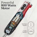 Zulay 4-in-1 Immersion Stick Mixer Hand Blender - 800 Watts, 12 Speeds, 5-ft Power Electric Cord, Handheld Portable, Stainless Steel Blades - With Whisk, Frother & Stick Blender Attachments - Red by TinyTreasures Baby Boutique