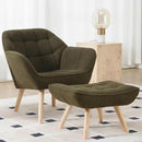 Green Sherpa Accent Chair with Ottoman ，Modern Reading Chair with Ottoman Set, Comfy Fuzzy Armchair Living Room Chair Lounge Chair with Wood Legs for Small Spaces Bedroom Apartment by CozyNest Decor