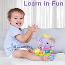 Baby Elephant Musical Stuffed Animals Toy with Light-Up Music & Crinkle Sound Paper,Infant Bilingual Early Learning Education Toys,Tummy Time Toys for 0-3-6-12+ Months Boy Girl, Purple by TinyTreasures Baby Boutique