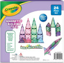 CreateOn Crayola Glitter Magnetic Tiles, Building Set for Kids, Magnetic Tiles, Kids’ Building Toys, STEM & Montessori Toys for Boys and Girls Ages 3+, 24-Piece Set (Glitter) by TinyTreasures Baby Boutique