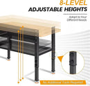 48"/60'' Adjustable Workbench, Rubber Wood Work Bench Heavy-Duty with Partition,2000 LBS Load Capacity Hardwood Work Table for Garage, Workshop, Home, Office, Easy Assembly (w/partition,48'') by GreenHaven Gardens