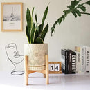 8 Inch Plant Pot with Stand, Ceramic Planter with Drainage Holes, Saucers and Mesh Pads for Indoor-Outdoor Plants by CozyNest Decor