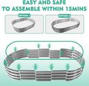 60X32X12 Inches Oval Galvanized Metal Garden Raised Bed/Plant Box for Planting,32 Inches Diameter Iron Fire Pit Ring,Small Animal Fence-3 in 1 Modular Design in Silver (5X2.7X1 FT, Oval) by GreenHaven Gardens