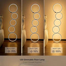 NUÜR 43.3" Modern Floor Lamp, LED Floor Lamp for Living Room, Dimmable, Circle Standing Lamp, Energy-Saving, Unique Lamp for Bedroom, Office, Home by CozyNest Decor