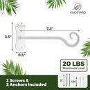 Kingsyard 2 Pack Wall Plant Hanger - Heavy Duty Metal Hanging Bracket Hooks for Hanging Plant Bird Feeders Lanterns Wind Chimes Indoor/Outdoor. White by GreenHaven Gardens