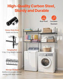 VEVOR Over The Washer and Dryer Storage Shelf, 4 Tier Laundry Room Drying Rack with Hanger Rod and Hooks, Adjustable Over Washer and Dryer Shelves, Laundry Room Shelf Storage Space Saver, Black by CozyNest Decor