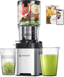 AMZCHEF Cold Press Juicer, Juicers Machines - 5.4" Large Feed Chute for Whole Fruits & Vegetables, Stainless Steel Slow Masticating Juice Easy to Clean, Large Auger, Triple Strainers, Silver by CozyNest Decor