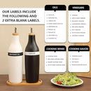 HOMCDALY Olive Oil and Vinegar Dispenser Set, Two 16oz Ceramic Oil Dispenser for Kitchen, Kitchen Dispenser Bottle for EVOO Vinegar Syrups, Modern Farmhouse Design| Set of 2 –Black &white by CozyNest Decor