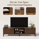 TV Stand for Living Room - up to 65 Inch TVs Mid Century Modern Entertainment Center with Storage and Adjustable Shelves, Media Console Table Walnut 59" by CozyNest Decor