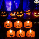 Wondise Halloween Flameless Candles, Pumpkin Battery Operated Candles with Timer, LED Flickering Votive Tealight Spooky Candles for Halloween Decorations Indoor (6 Pack, 1.9" x 1.6") by CozyNest Decor