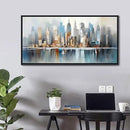 DUNHUANG ART Modern New York City Skyline Wall Art - Large Framed Abstract Canvas Painting for Home & Office Decor - Vibrant NYC Cityscape Picture - 30"x60" by CozyNest Decor