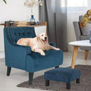 Joveco Small Foot Rest Stool Ottoman, 15" Fabric Square Short Low Footstool Upholstered Footrest for Chair, Under Office Desk, Living Room, Navy Blue by CozyNest Decor