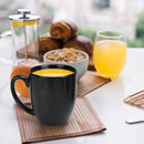 16 OZ Black Stoneware Mugs Set of 6, Large Ceramic Coffee Cups with Handle, Porcelain Mugs for Latte, Milk, Tea and Juice by CozyNest Decor