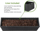 LEWIS&WAYNE Large Rectangular Block Planter Box Handmade Wicker Tall Planters for Outdoor Plants with Removable Liners Modern Planter for Indoor Outdoor Patio Deck - Black, 36''x12''x16'' by CozyNest Decor