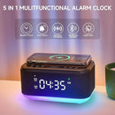 Alarm Clock Speaker Wireless Charger, Digital Alarm Clocks Bedrooms Bluetooth, Alarm Clock Dimmable Light Bedrooms Dual Alarm Snooze Dimmer 12 24H RGB Night Light Bluetooth USB AUX, Black by TinyTreasures Baby Boutique