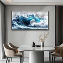 PHAOHUAXM Blue Wave lPaintings Wall Art For Living Room Wall Decor For Bedroom Ocean Inspiration Wall Pictures Office Decor Posters Modern Printing Canvas Artwork Home Decor Black Framed 20x40 In by CozyNest Decor