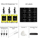 3PCS Olive Oil Dispenser Bottle For Kitchen, Soy Sauce Dispenser, Glass Oil and Vinegar Dispenser Set W. Wooden Tray & Labels & 3 Replacement Spouts, Coffee Syrup Dispenser by CozyNest Decor