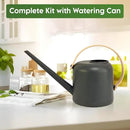 Indoor Garden Kit - Plant Pots with Drainage, Watering Can & Tools - Ideal Windowsill Planter Set - Modern Home & Kitchen Decor Gift - White