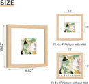 upsimples 8x8 Picture Frames, Natural Solid Wooden Picture Frames, Display 4x4 with Mat or 8 x 8 Without Mat, Wall or Tabletop, 1 Pack, Natural by CozyNest Decor