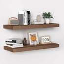 Fun Memories Floating Shelves - 24 Inch Rustic Wooden Wall Shelves - Extra Deeper & Thicker Wall Mounted Storage Shelf for Living Room, Kitchen, Farmhouse - 24"x 9"x 1.6" 2Pack, Walnut by CozyNest Decor