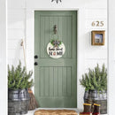 Interchangeable Welcome Sign for Front Door with 14 Changeable Icons, Farmhouse Front Porch Decor Rustic Wooden Wall Sign with 12 LED Lights, Outdoor Seasonal Welcome Home Decorations (White1) by CozyNest Decor