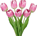 Artificial Tulips Flowers – 24" Long Stem Faux Tulips, 7PCS Real Touch Fake Pink Tulip for Vase, Farmhouse, Kitchen, Spring & Wedding Home Decor by CozyNest Decor