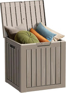35 Gallon Resin Deck Box, Waterproof Outdoor Storage Bin for Patio, Poolside, and Garden, Lockable & UV-Resistant,Grey by GreenHaven Gardens