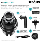 KRAUS WasteGuard 1 HP Ultra-Quiet Garbage Disposal with Quick Connect, Kitchen Sink Drain Cover, Power Cord and Flange Included, KWD100-100MBL by CozyNest Decor