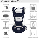 Baby Carrier Ergonomic Infant Carrier with Hip Seat Kangaroo Bag Soft Baby Carrier Newborn to Toddler 7-45lbs Front and Back Baby Holder Carrier for Men Dad Mom (Blue) by TinyTreasures Baby Boutique