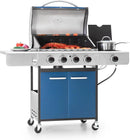 Captiva Designs 4-Burner Propane Gas BBQ Grill with Side Burner & Porcelain-Enameled Cast Iron Grates, 42,000 BTU Output Barbeque Grill for Outdoor Cooking Kitchen and Patio Backyard Barbecue, Blue by GreenHaven Gardens