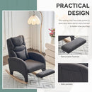 Rocking Chair Nursery, Modern Glider Chair with Adjustable Footrest and Solid Wood Legs, High Backrest Nursery Chair with Side Pocket, Rocker Armchair for Living Room Bedroom, Cotton Linen Dark Gray by TinyTreasures Baby Boutique