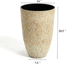 Worth 9 Gallon Tall Round Planters Set of 2-14" Dia x 21" H Stone Finish Flower Pots Indoor Decorative Container Garden Patio Unbreakable Beige by CozyNest Decor