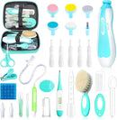 Baby Healthcare and Grooming Kit, 28 in 1 Portable Baby Essentials Kit Electric Nail Trimmer Set with Gas Relief Hair Brush Comb Nasal Aspirator for Newborn Boys Girls (Green) by TinyTreasures Baby Boutique